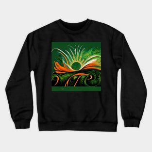 Bold, dramatic image of a green sun with rays extending out as it shines Crewneck Sweatshirt